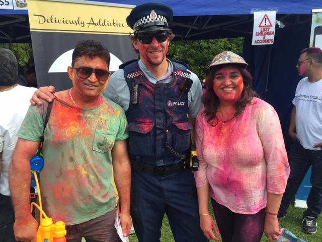 Crowd “jumpstarted” Bollywood-style at Holi event.